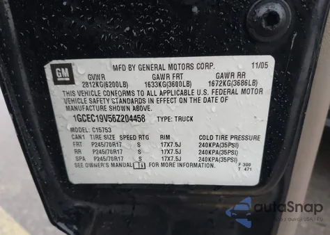 2006 Chevrolet Silverado 1500 Lt1 z USA, uszkodzony, nr VIN 1GCEC19V56Z204458